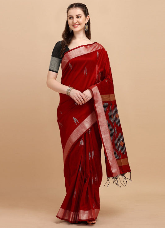 Classic Banglori Silk Raw Silk Maroon Sequins Saree