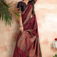 Traditional Saree Satin Silk Maroon Woven Saree