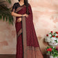 Traditional Saree Satin Silk Maroon Woven Saree