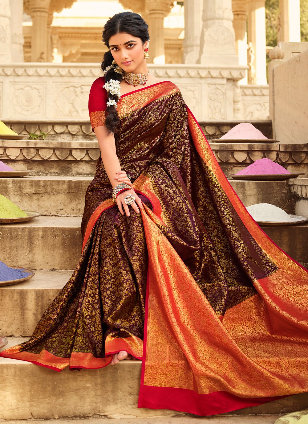 Classic Silk Multi Colour Patch Border Saree