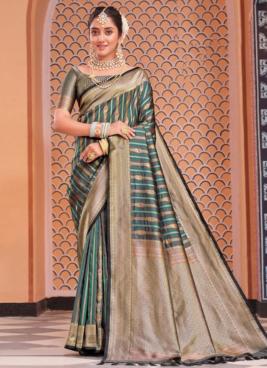 Trendy Saree Silk Multi Colour Woven Saree