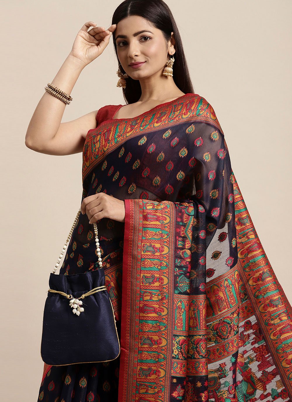 Classic Cotton Blue Woven Saree