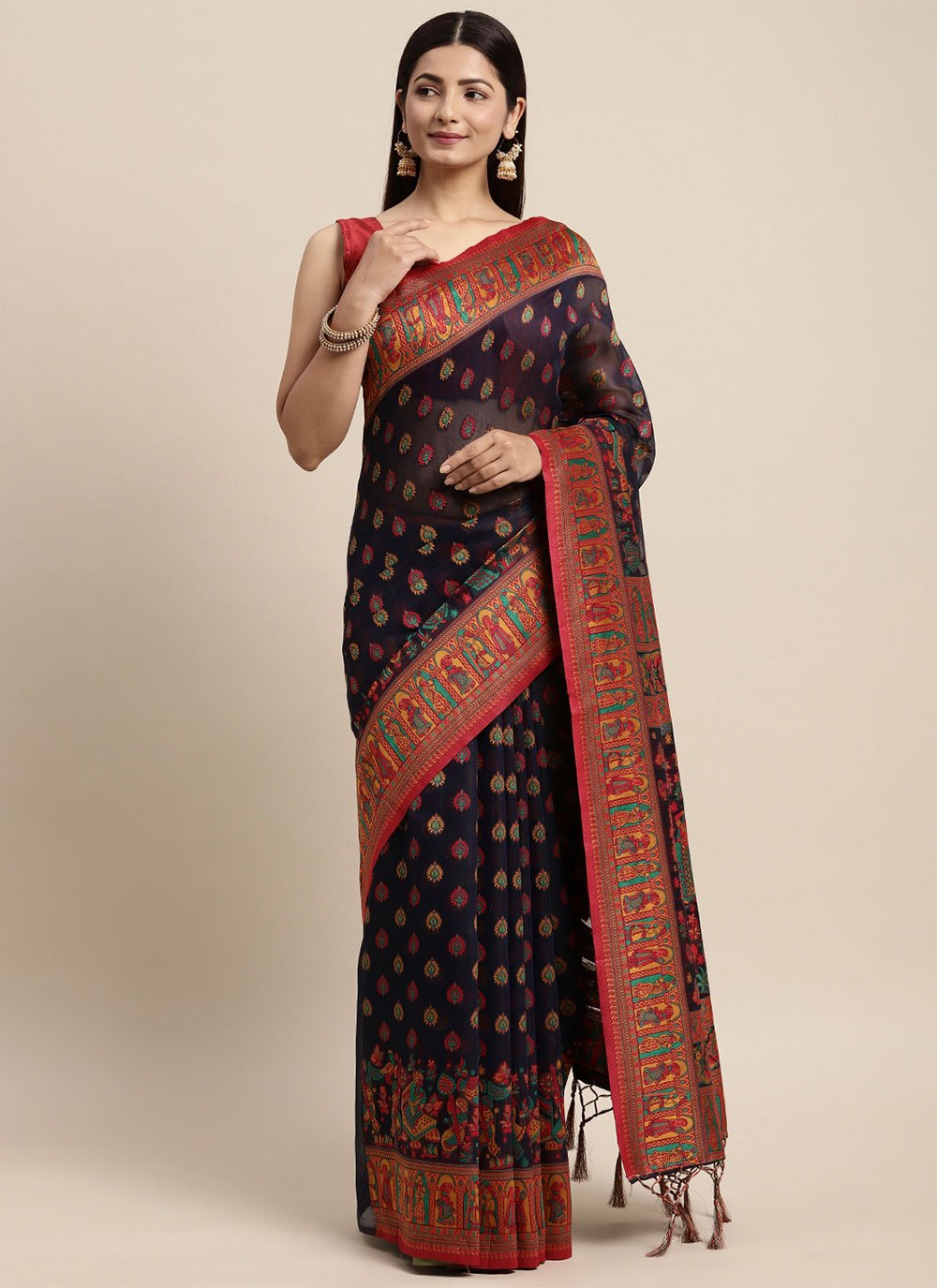 Classic Cotton Blue Woven Saree