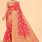 Trendy Saree Organza Pink Woven Saree