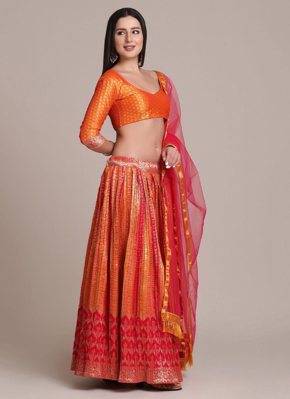 Lehenga Choli Silk Multi Colour Woven Lehenga Choli