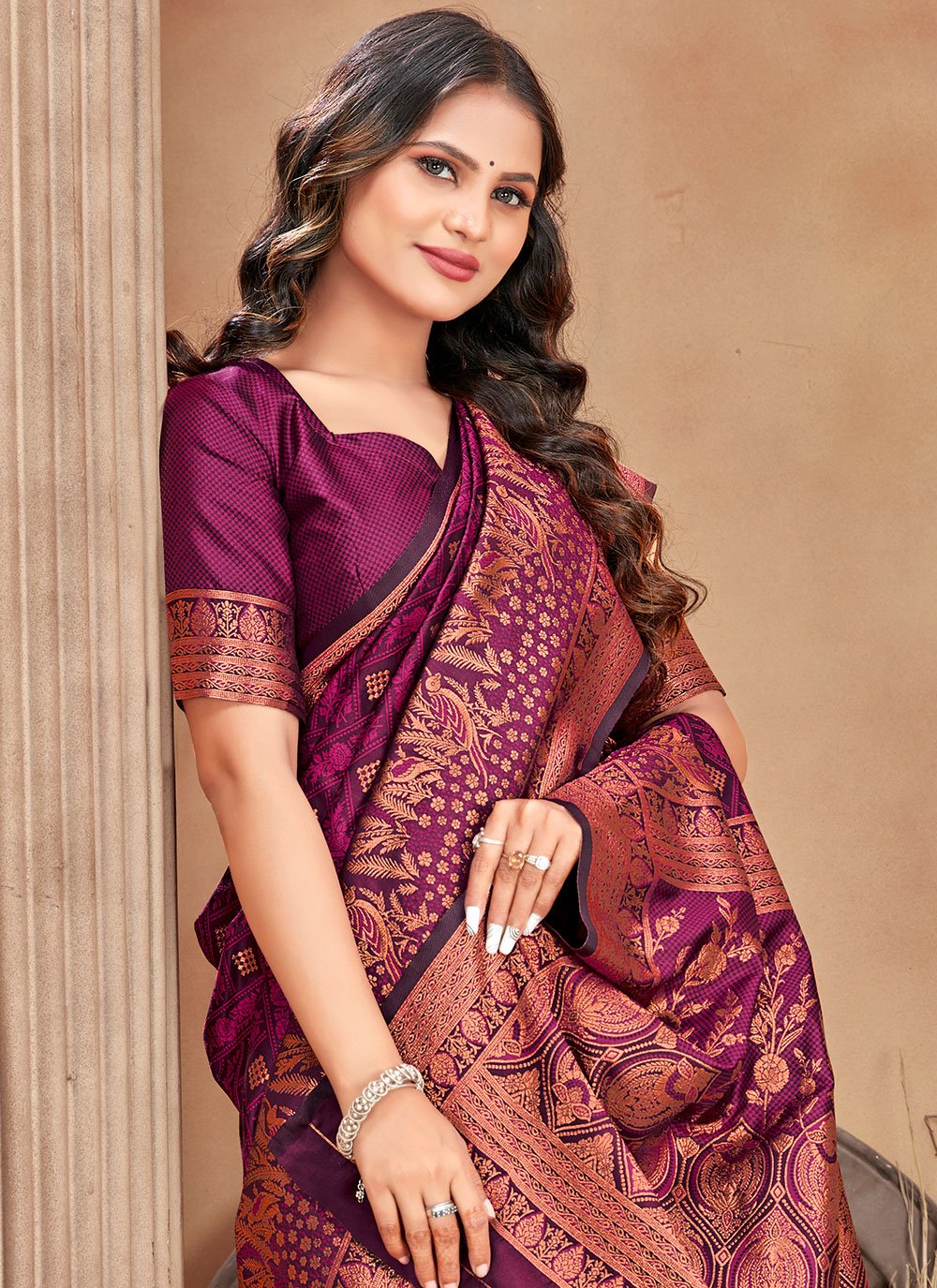 Trendy Saree Satin Silk Pink Woven Saree