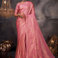 Designer Kanjivaram Silk Pink Woven Saree