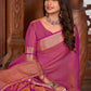 Trendy Saree Khadi Silk Linen Pink Woven Saree