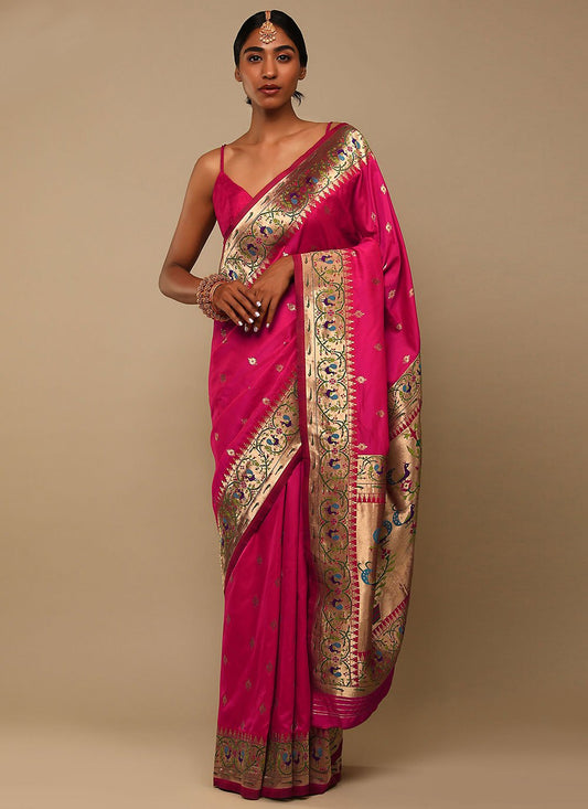 Trendy Saree Art Banarasi Silk Rani Woven Saree