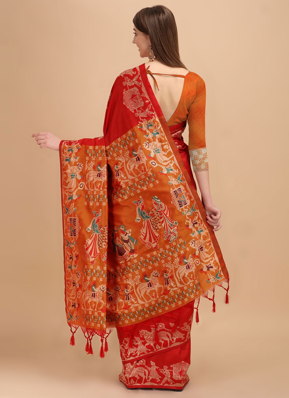 Contemporary Raw Silk Red Woven Saree