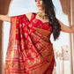 Classic Raw Silk Red Woven Saree