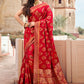 Classic Raw Silk Red Woven Saree