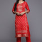 Designer Kurti Jacquard Red Woven Kurtis