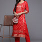 Designer Kurti Jacquard Red Woven Kurtis