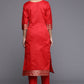 Designer Kurti Jacquard Red Woven Kurtis