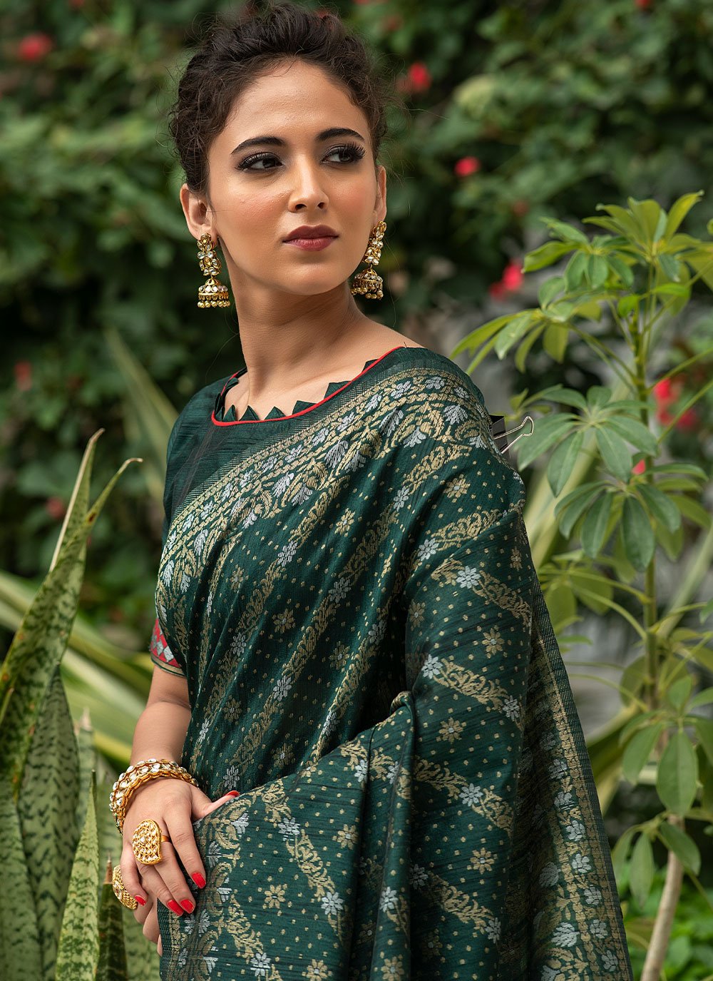 Classic Tussar Silk Green Woven Saree