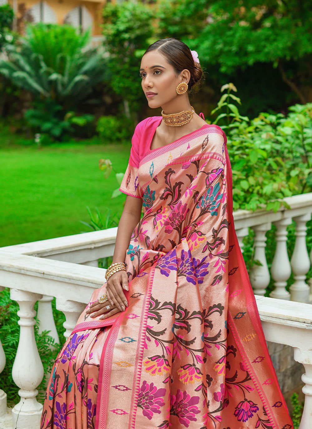 Trendy Saree Silk Pink Woven Saree