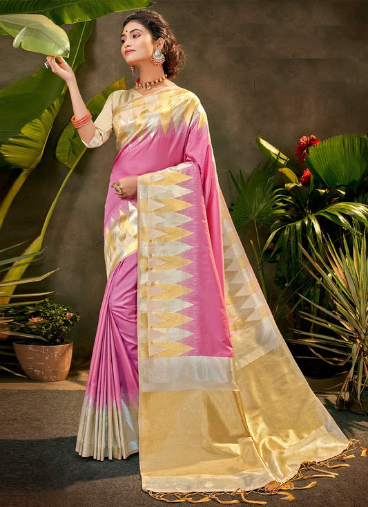 Classic Silk Lavender Woven Saree