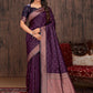 Classic Satin Silk Purple Woven Saree