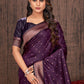 Classic Satin Silk Purple Woven Saree