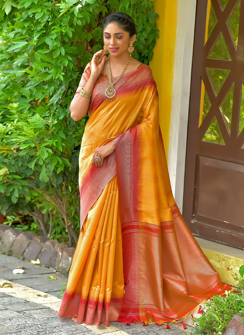 Classic Silk Yellow Woven Saree