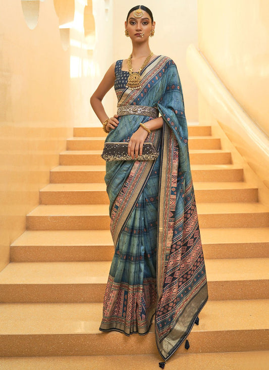 Classic Silk Blue Woven Saree