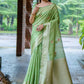 Contemporary Silk Green Woven Saree