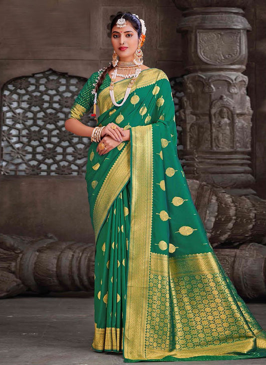 Contemporary Silk Rama Woven Saree