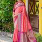 Designer Silk Pink Woven Saree