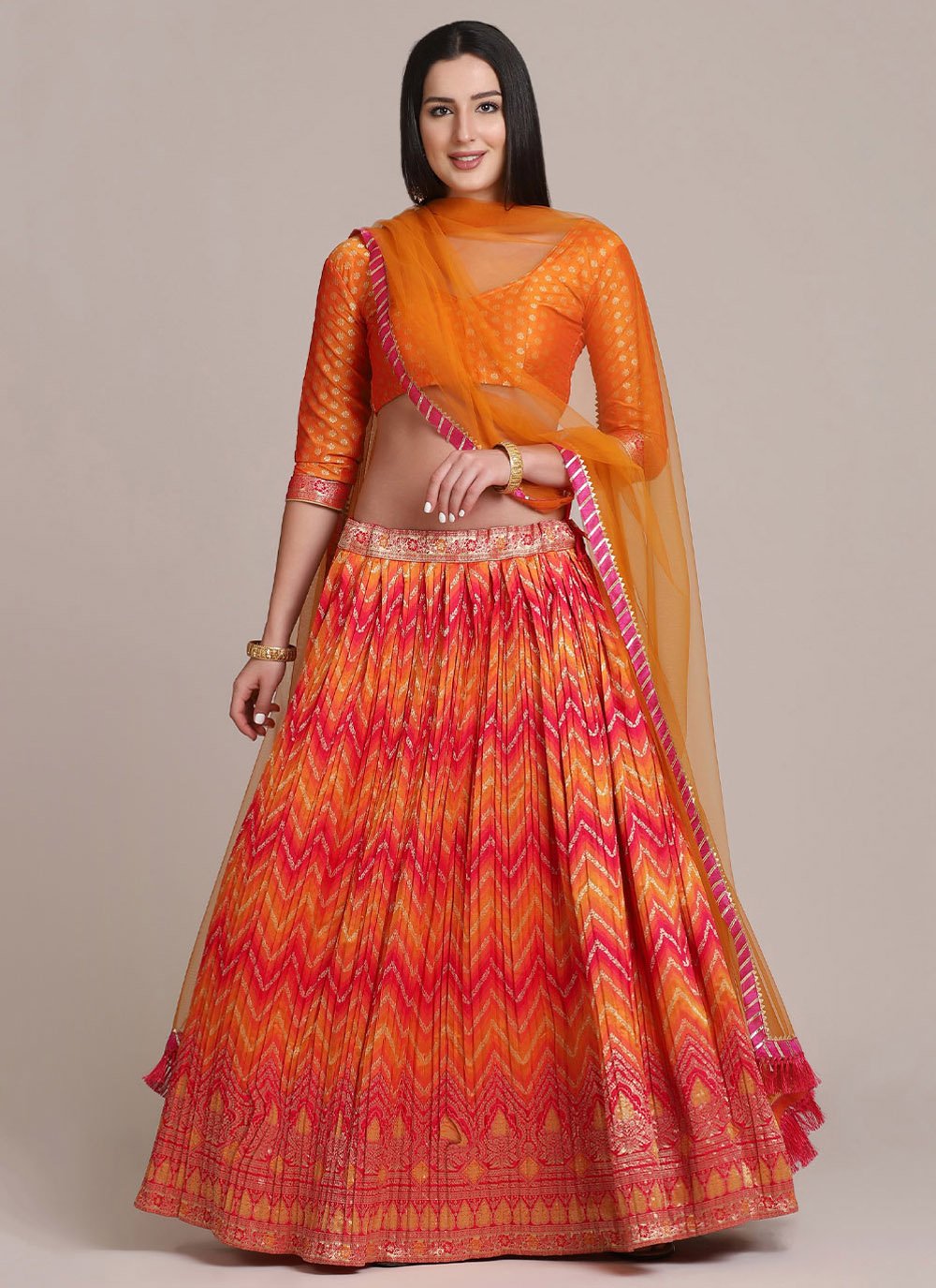 Lehenga Choli Silk Multi Colour Woven Lehenga Choli