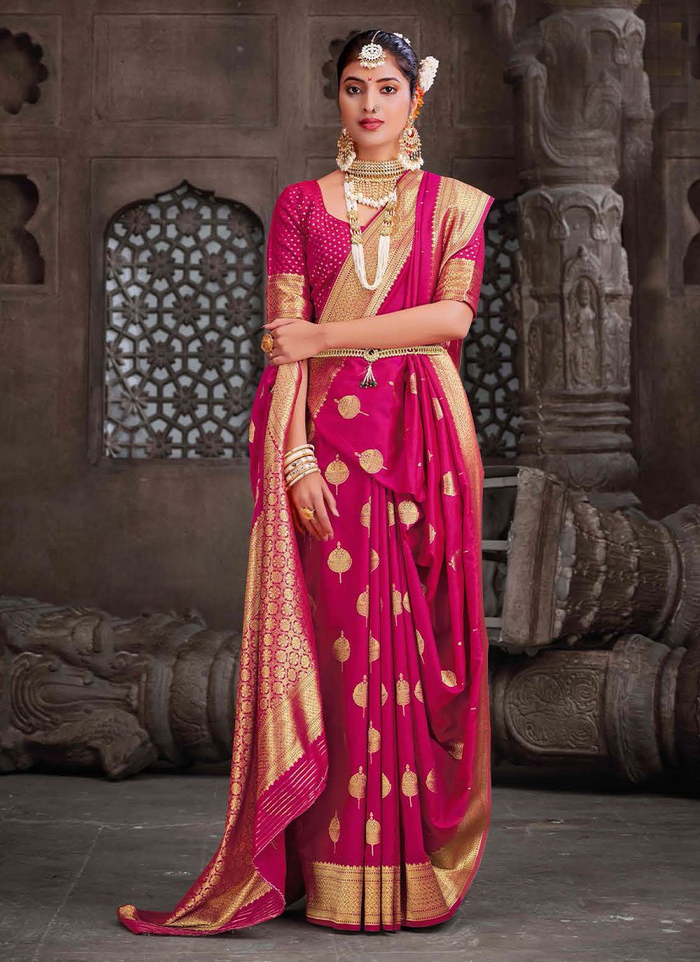 Classic Silk Rani Woven Saree