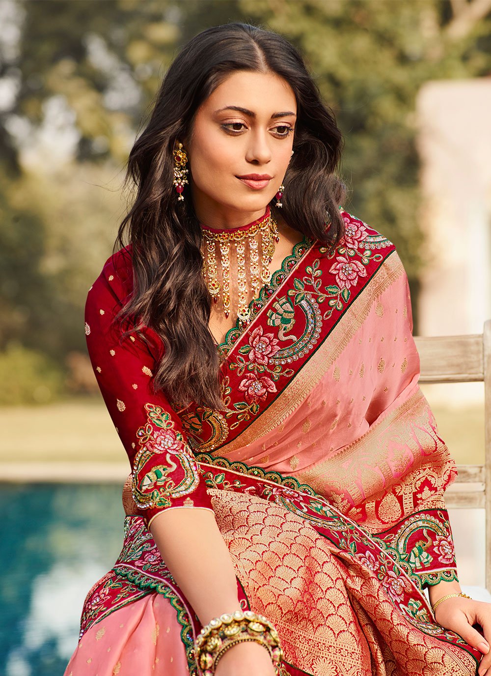 Trendy Saree Silk Pink Patch Border Saree