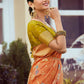 Designer Silk Tissue Orange Woven Saree