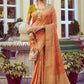 Designer Silk Tissue Orange Woven Saree