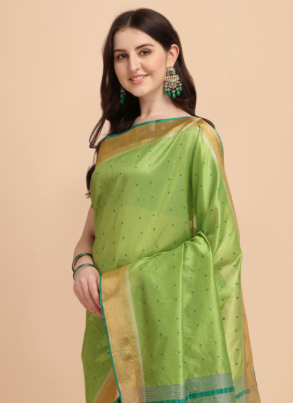 Trendy Saree Tussar Silk Green Woven Saree