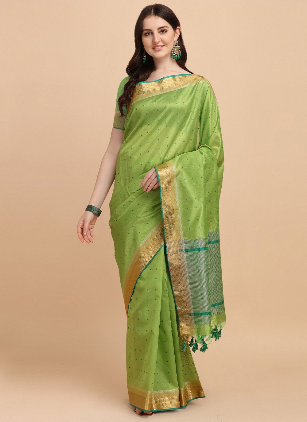 Trendy Saree Tussar Silk Green Woven Saree