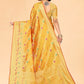 Designer Organza Yellow Woven Saree