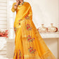 Trendy Saree Art Silk Yellow Embroidered Saree