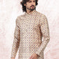 Kurta Pyjama Banarasi Jacquard Yellow Fancy Work Mens