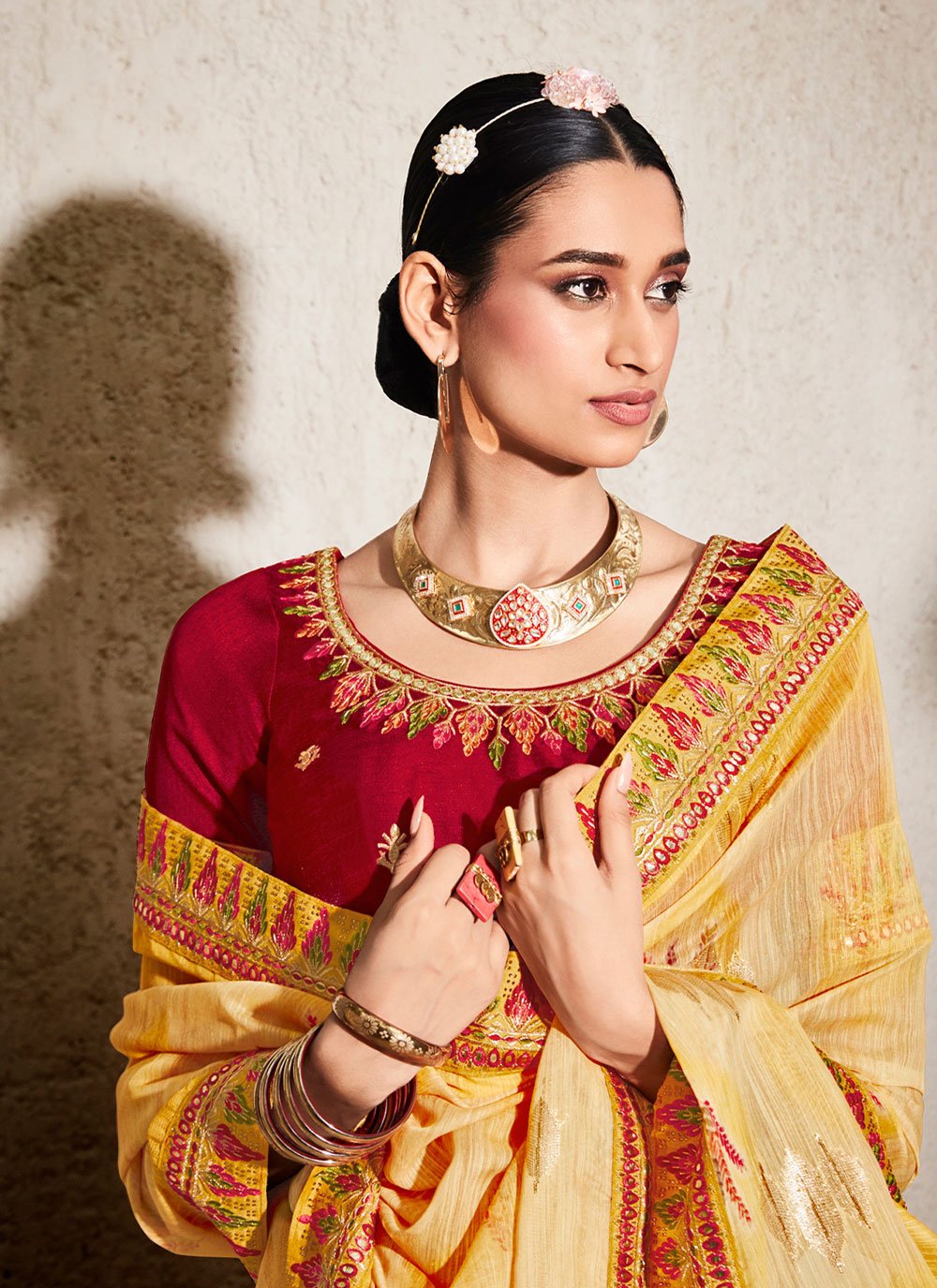 Classic Cotton Yellow Lace Saree