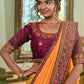 Classic Vichitra Silk Yellow Embroidered Saree