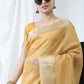 Classic Linen Tissue Yellow Strips Print Saree
