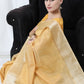 Classic Linen Tissue Yellow Strips Print Saree