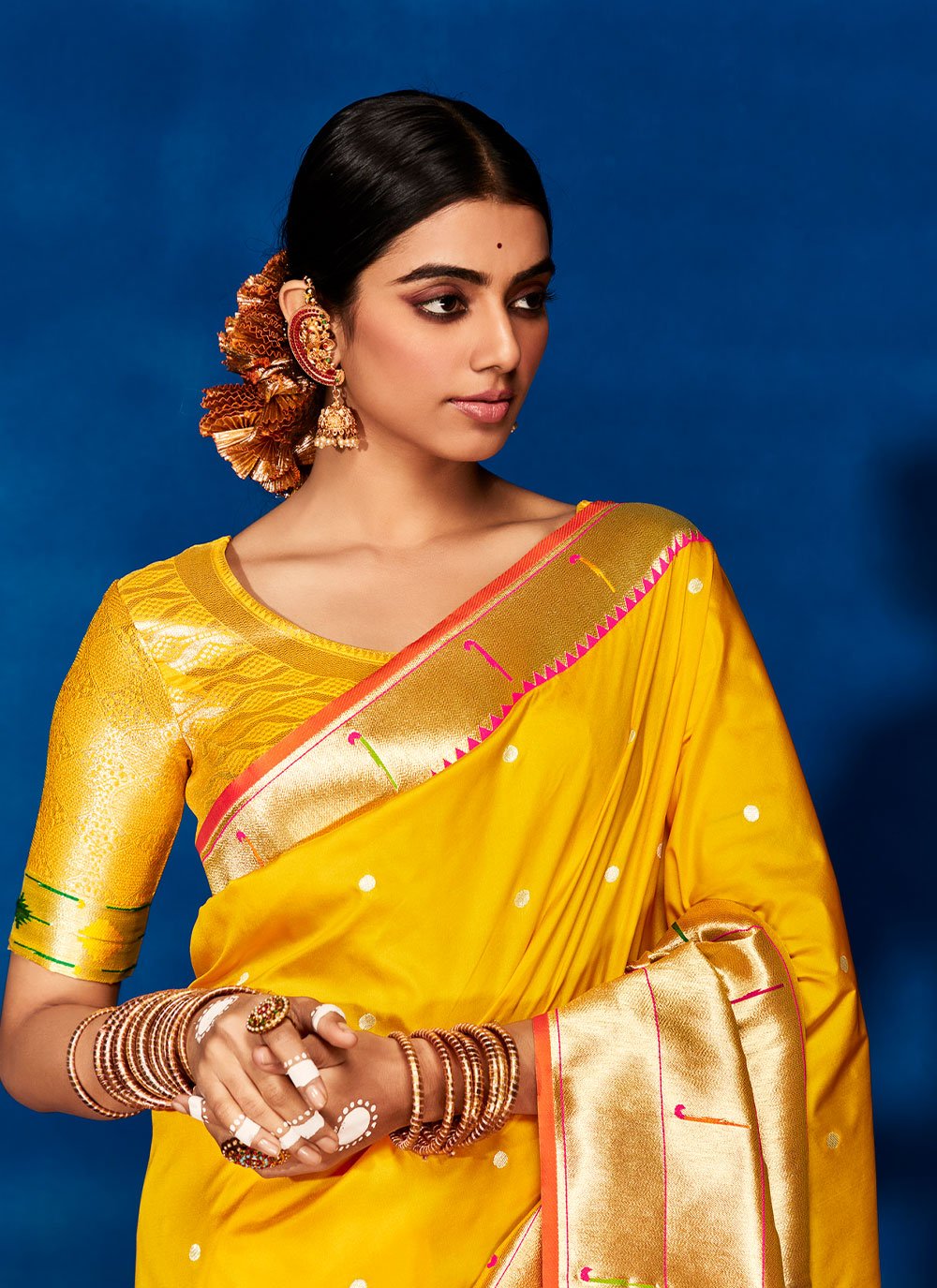 Classic Silk Yellow Patch Border Saree