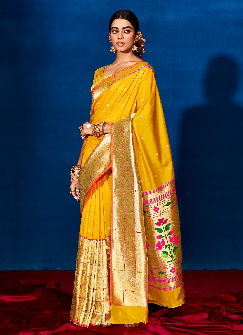 Classic Silk Yellow Patch Border Saree