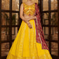 A Line Lehenga Georgette Yellow Embroidered Lehenga Choli