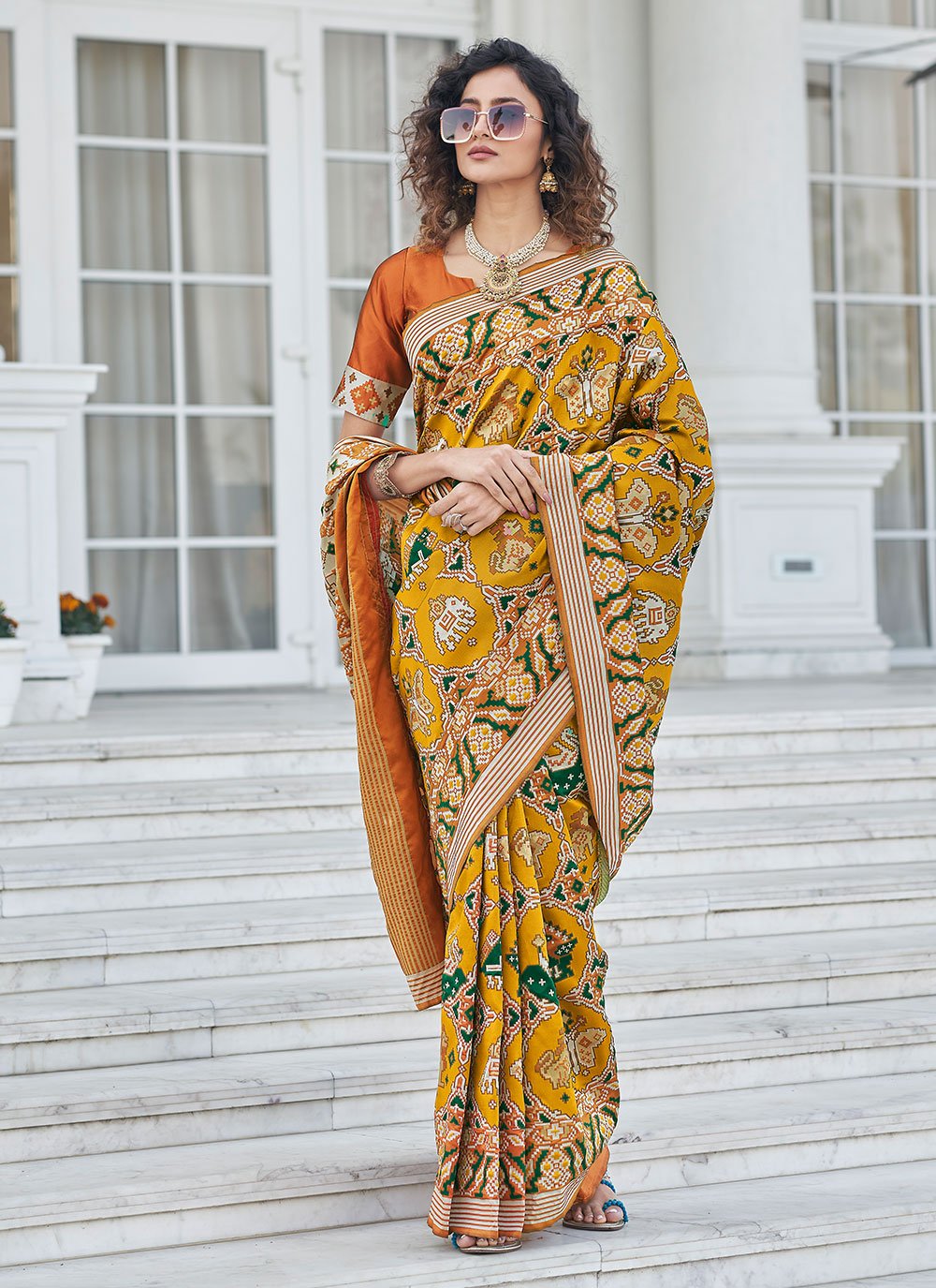 Contemporary Patola Silk Yellow Weaving Saree