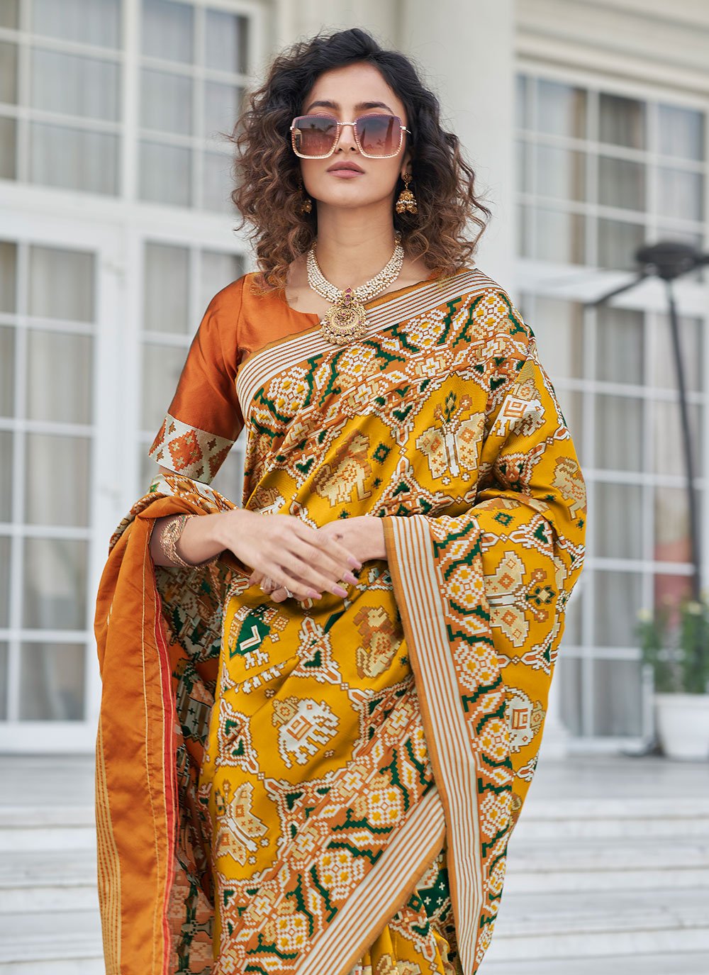 Contemporary Patola Silk Yellow Weaving Saree