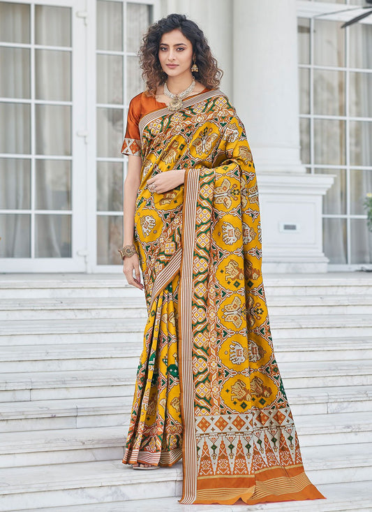 Contemporary Patola Silk Yellow Weaving Saree