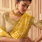 Designer Chinon Georgette Yellow Embroidered Saree